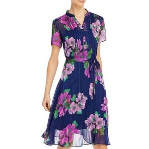 nanette lepore Short Sleeve Floral Tie-Waist Dress